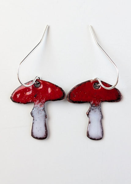 Enameled Mushroom Earrings