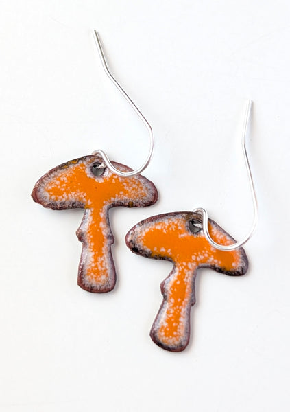 Enameled Mushroom Earrings
