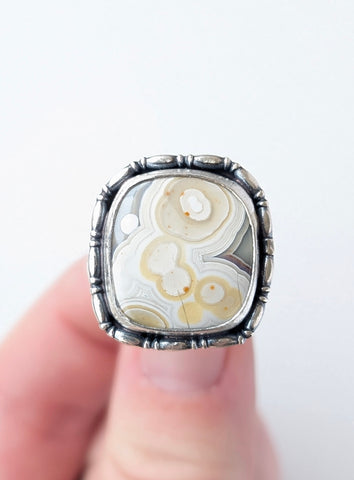 Crazy lace agate Ring,Size 9