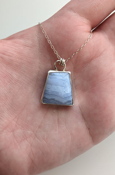 Sterling Silver and Blue Lace Agate Necklace