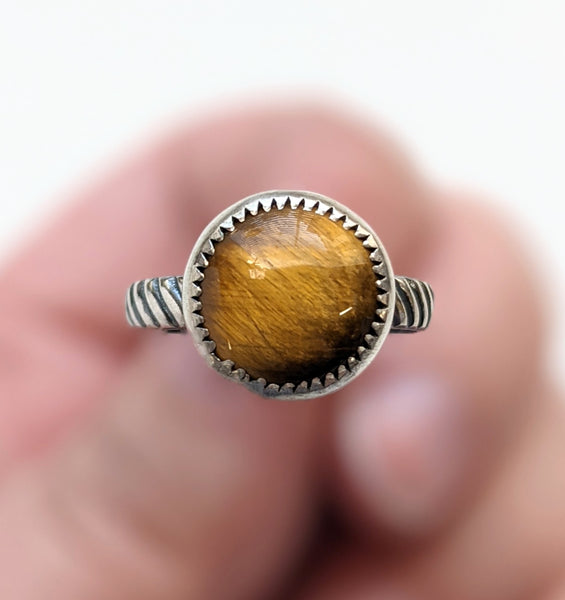 Sterling Silver Tigers Eye Ring Size 9.5 US