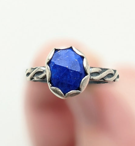 Sterling Silver Lapis Lazuli Ring, size 9 US
