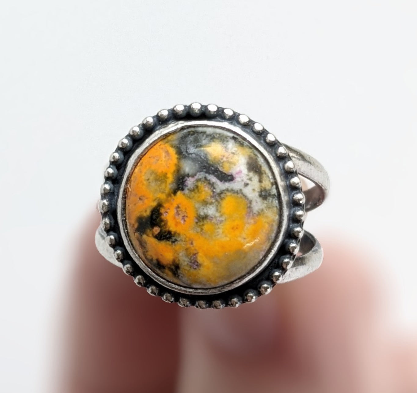 Sterling Silver Bumblebee Jasper Ring Size 8 US