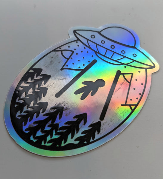 Holographic  Alien Abduction Sticker