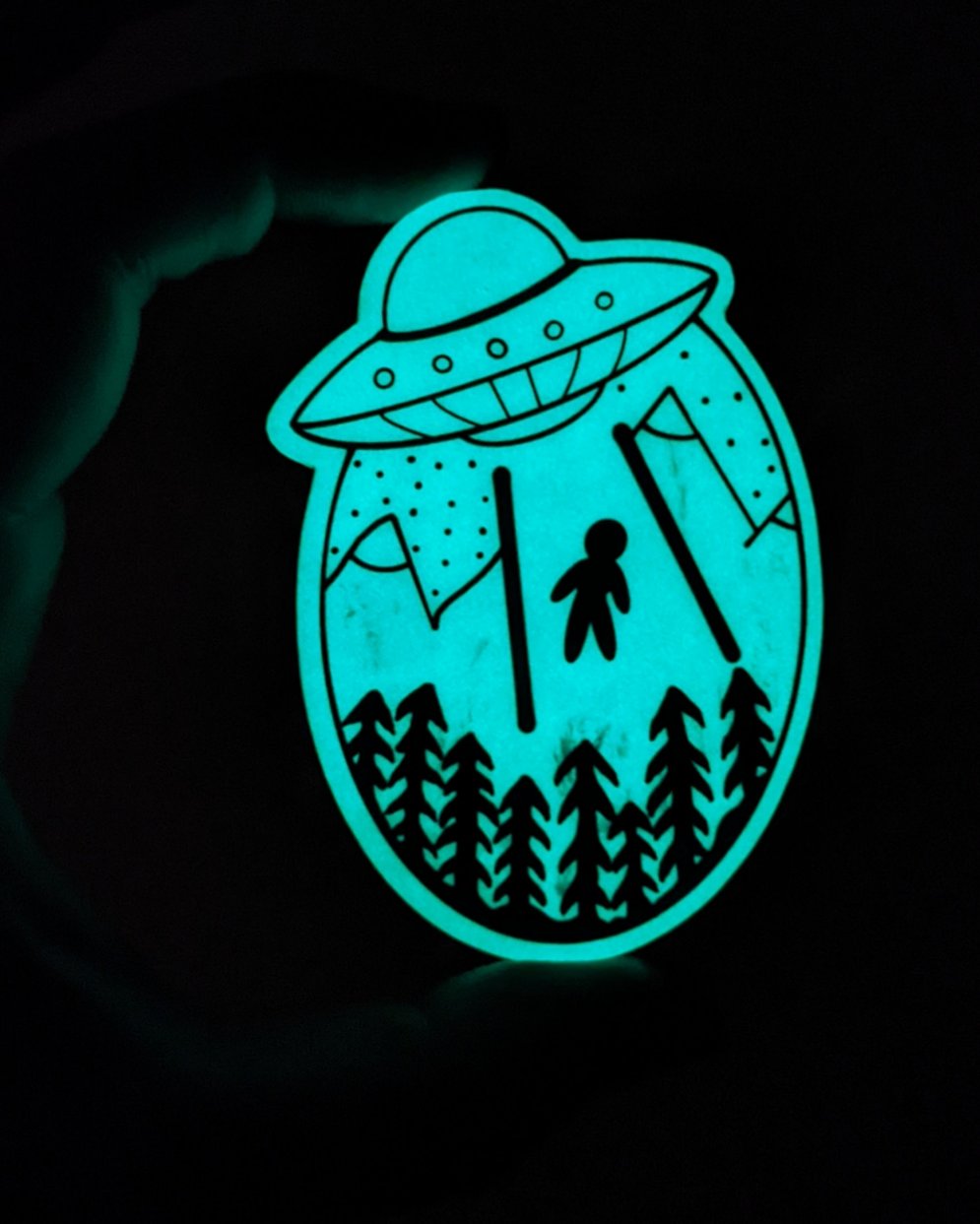 Glow in the Dark Alien Abduction Sticker