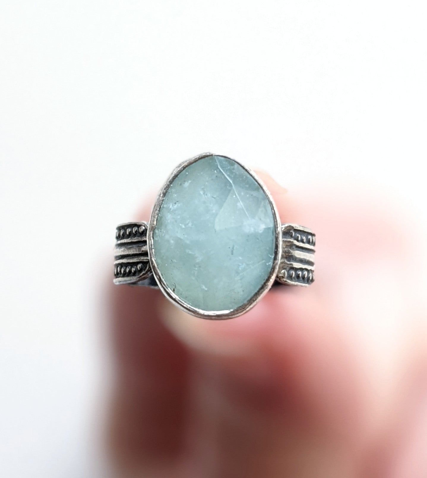 Sterling Silver Aquamarine Ring Size 5.5 US