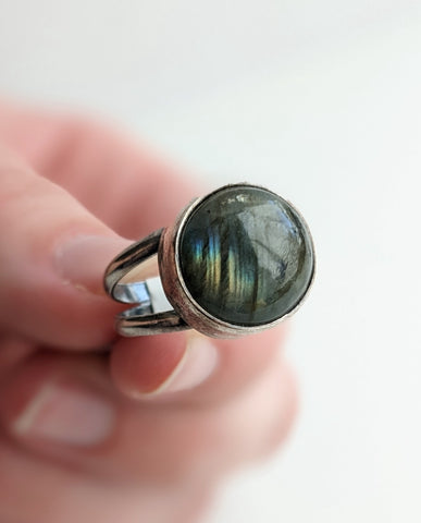 Sterling Silver Labradorite Ring Size 5 US