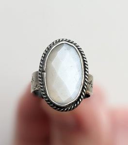 Sterling Silver Moonstone Ring Size 6.5 US