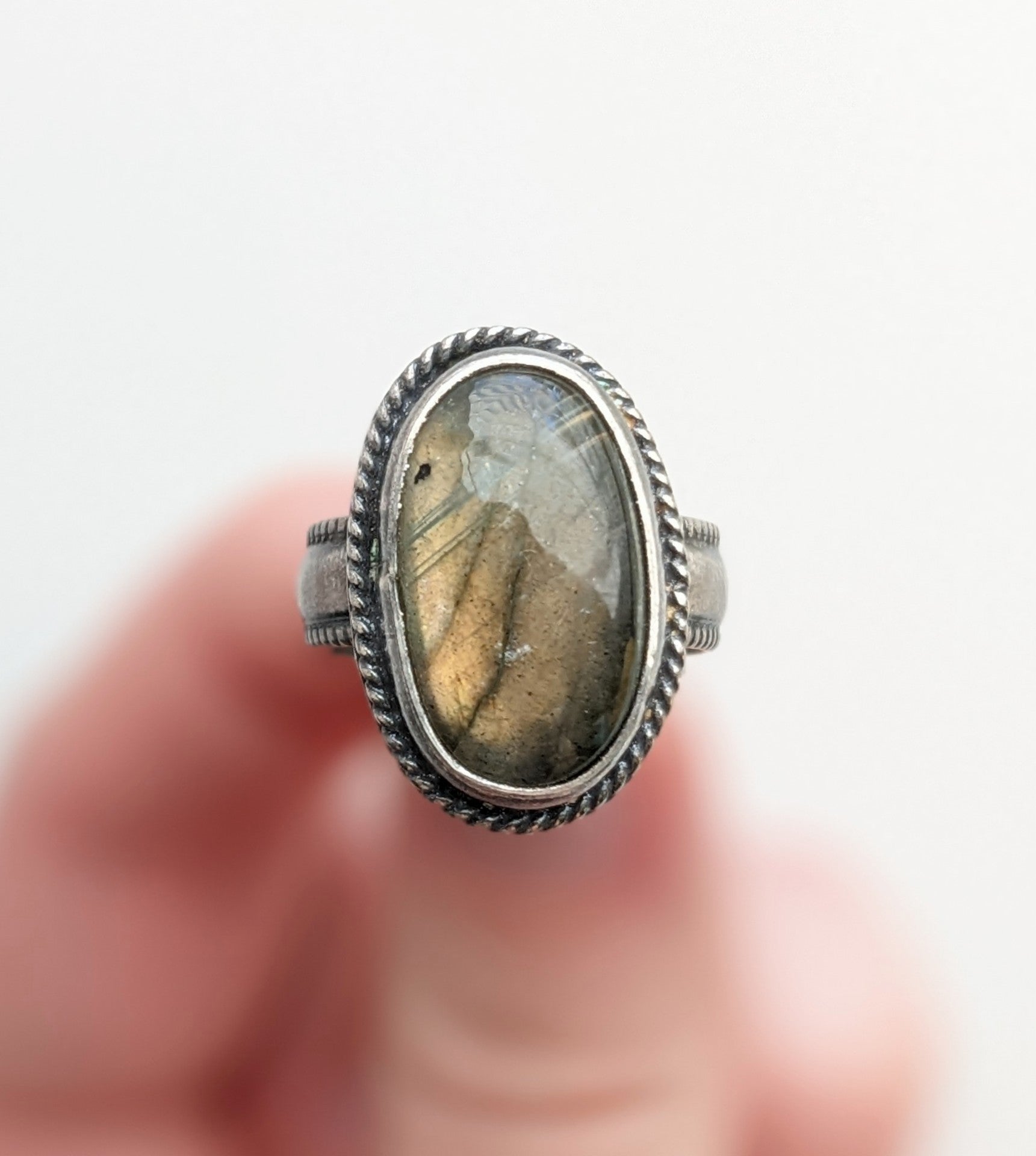 Sterling Silver Labradorite Ring Size 6 US