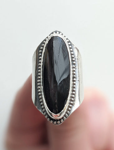 Sterling Silver Rainbow Obsidian Adjustable Ring