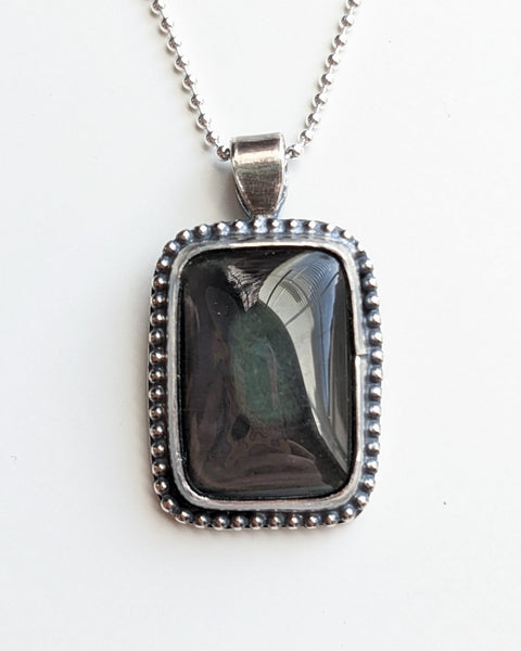 Sterling Silver Rainbow Obsidian Necklace