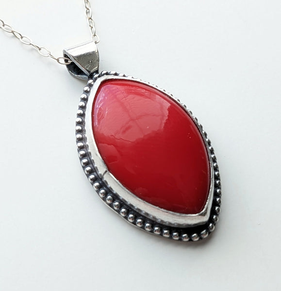 Sterling Silver Red Coral Necklace