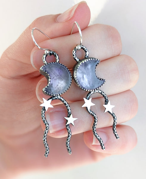 Amethyst Moon Dangle Earrings