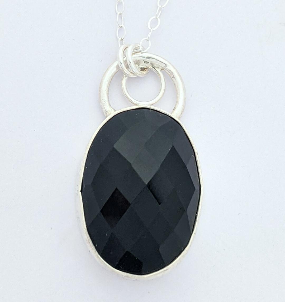 Sterling Silver Black Onyx Necklace