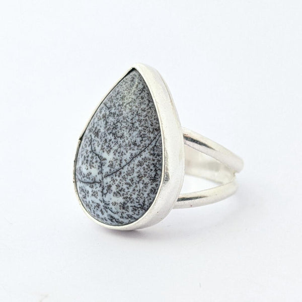 Sterling Silver Dendritic Agate Ring, Size 6