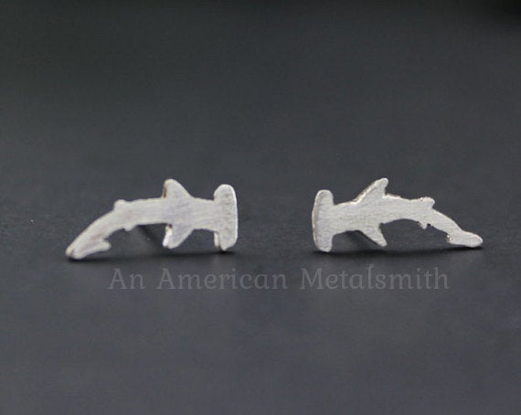 Sterling Silver Hammerhead Shark Earrings handmade by An American Metalsmith