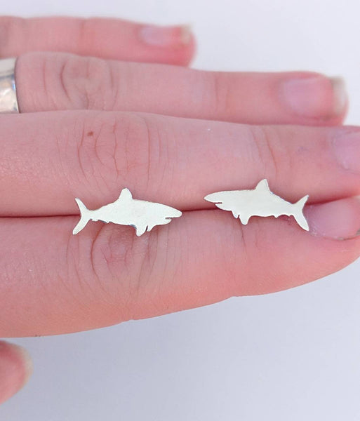 Sterling Silver Shark Earrings handmade by An American Metalsmith