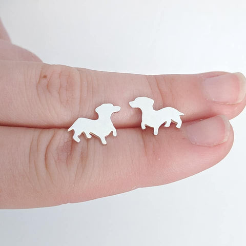 Sterling Silver Dachshund Earrings handmade by An American Metalsmith